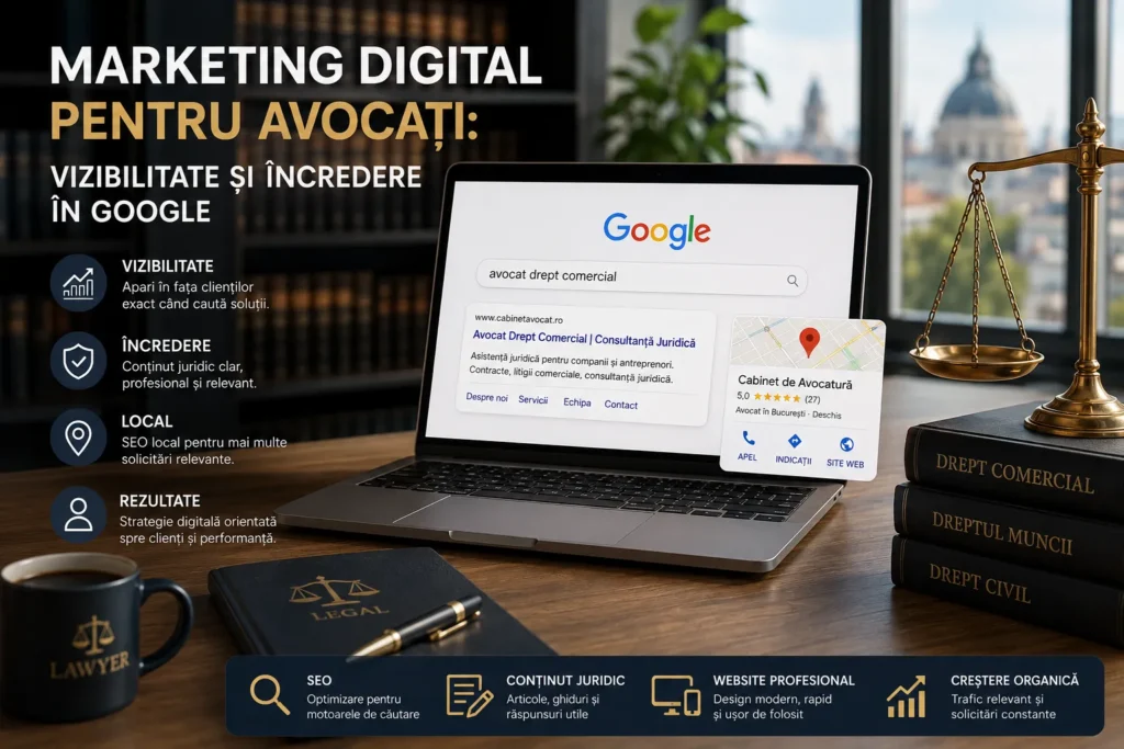 Marketing digital pentru avocați: vizibilitate și încredere în Google Marketing digital pentru avocați